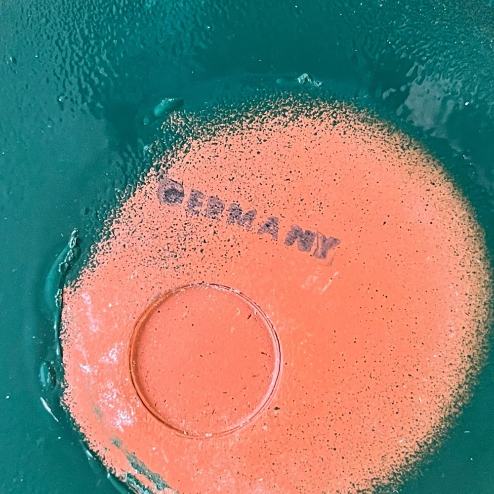 Vintage Made in Germany Green Glazed Ceramic Bowl – Ribbed Terracotta - Picture 8 of 8